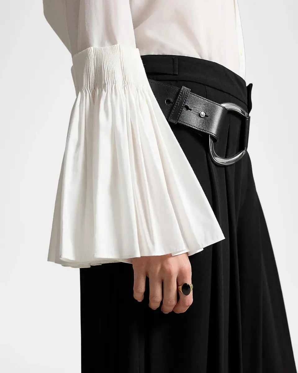 Polo Ralph Lauren Pleated Bell-Sleeve Cotton-Silk Shirt | Thumbnail 5 Polo Ralph Lauren Pleated Bell-Sleeve Cotton-Silk Shirt | Thumbnail 5