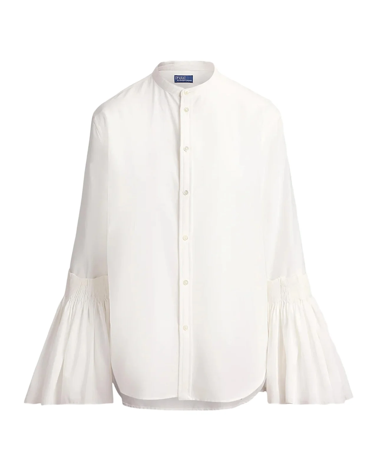Pleated Bell-Sleeve Cotton-Silk Shirt