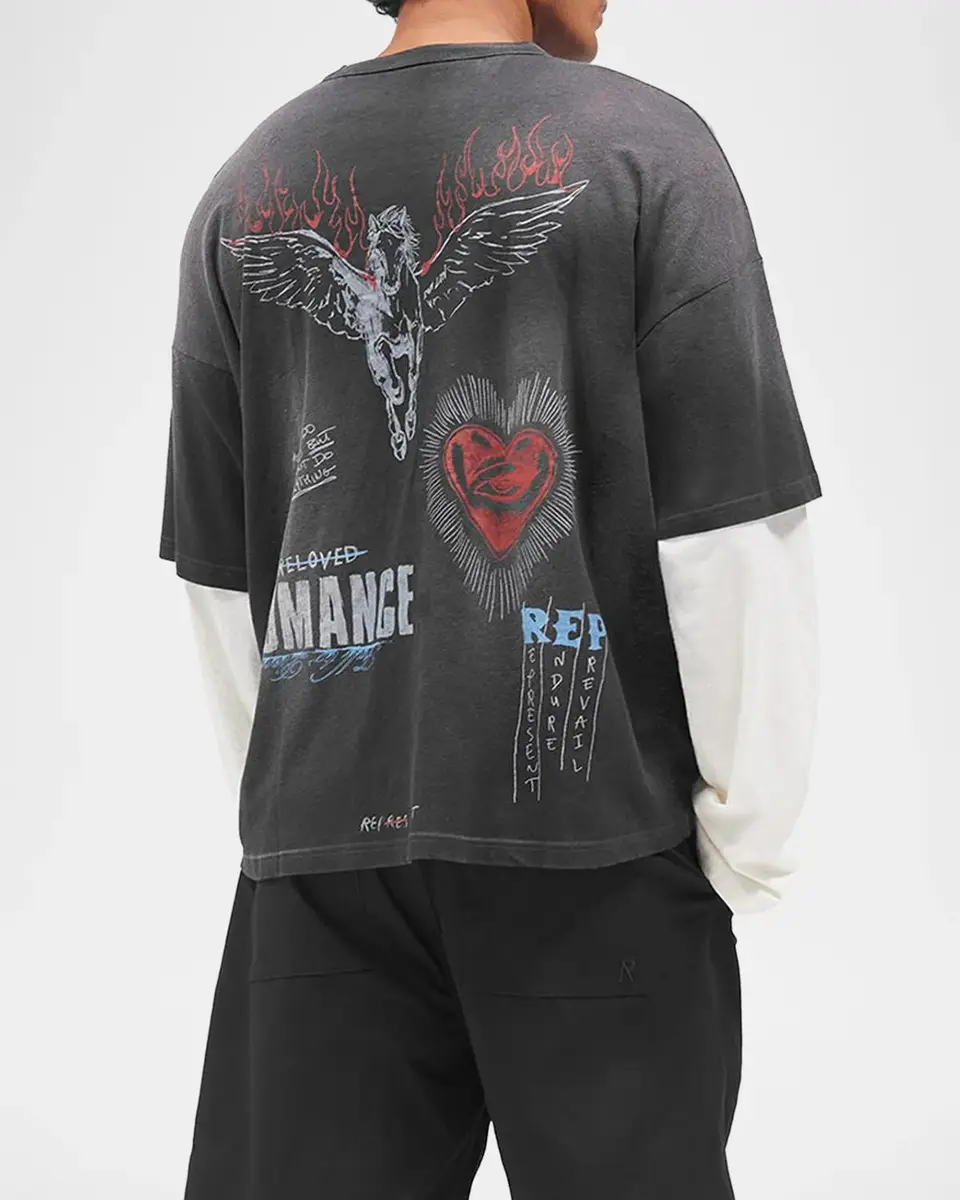 Represent Men's Heavier Than the Heavens Layered Graphic Shirt | Thumbnail 3 Represent Men's Heavier Than the Heavens Layered Graphic Shirt | Thumbnail 3