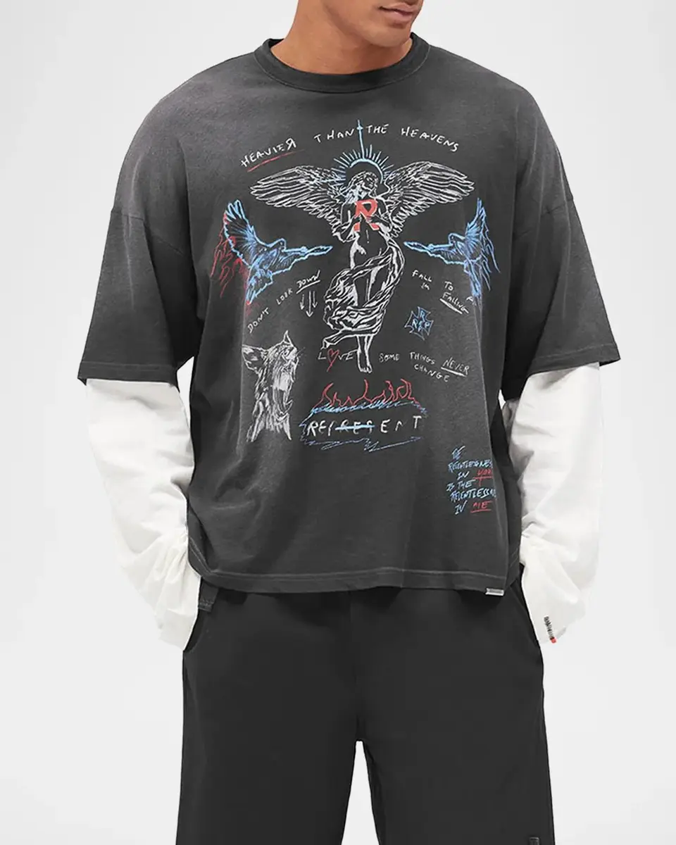 Represent Men's Heavier Than the Heavens Layered Graphic Shirt | Thumbnail 4 Represent Men's Heavier Than the Heavens Layered Graphic Shirt | Thumbnail 4
