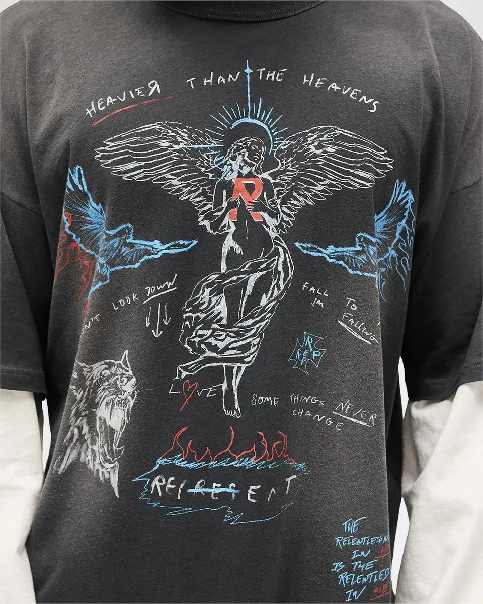 Represent Men's Heavier Than the Heavens Layered Graphic Shirt | Thumbnail 5 Represent Men's Heavier Than the Heavens Layered Graphic Shirt | Thumbnail 5