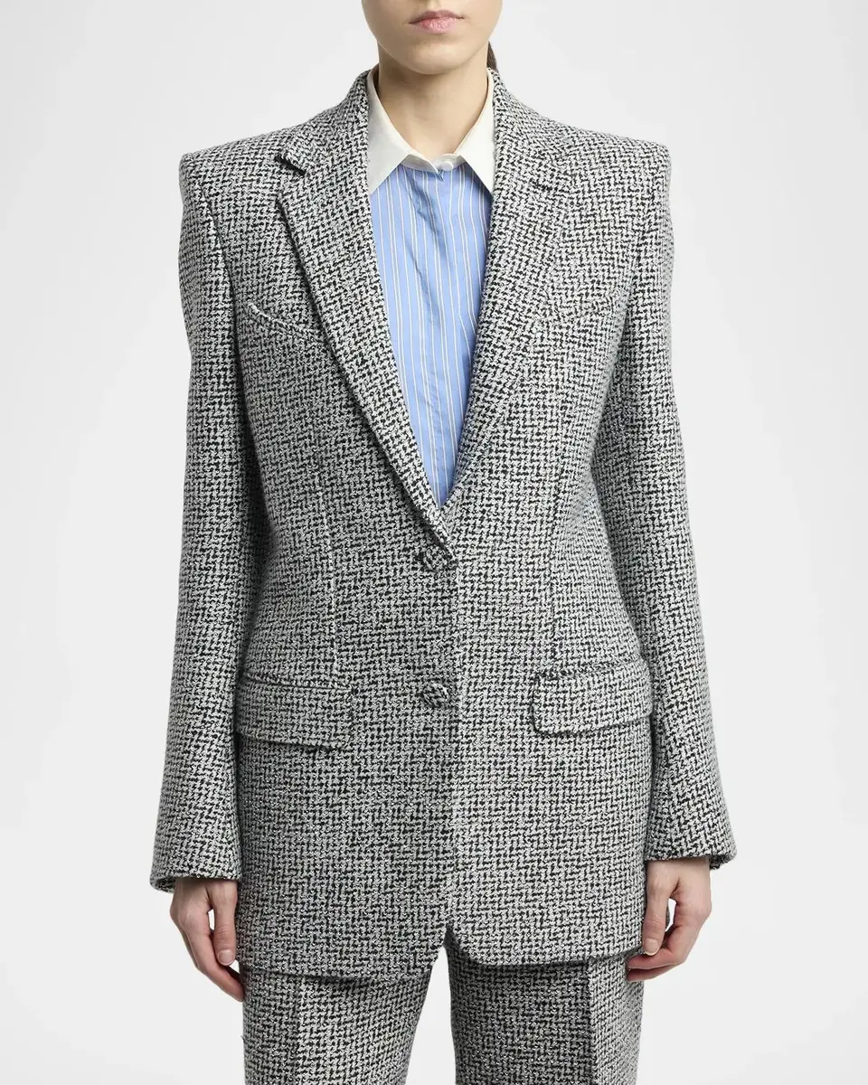 Tom Ford Sequined Broken Chevron Tweed Single-Breasted Western Jacket | Thumbnail 4 Tom Ford Sequined Broken Chevron Tweed Single-Breasted Western Jacket | Thumbnail 4