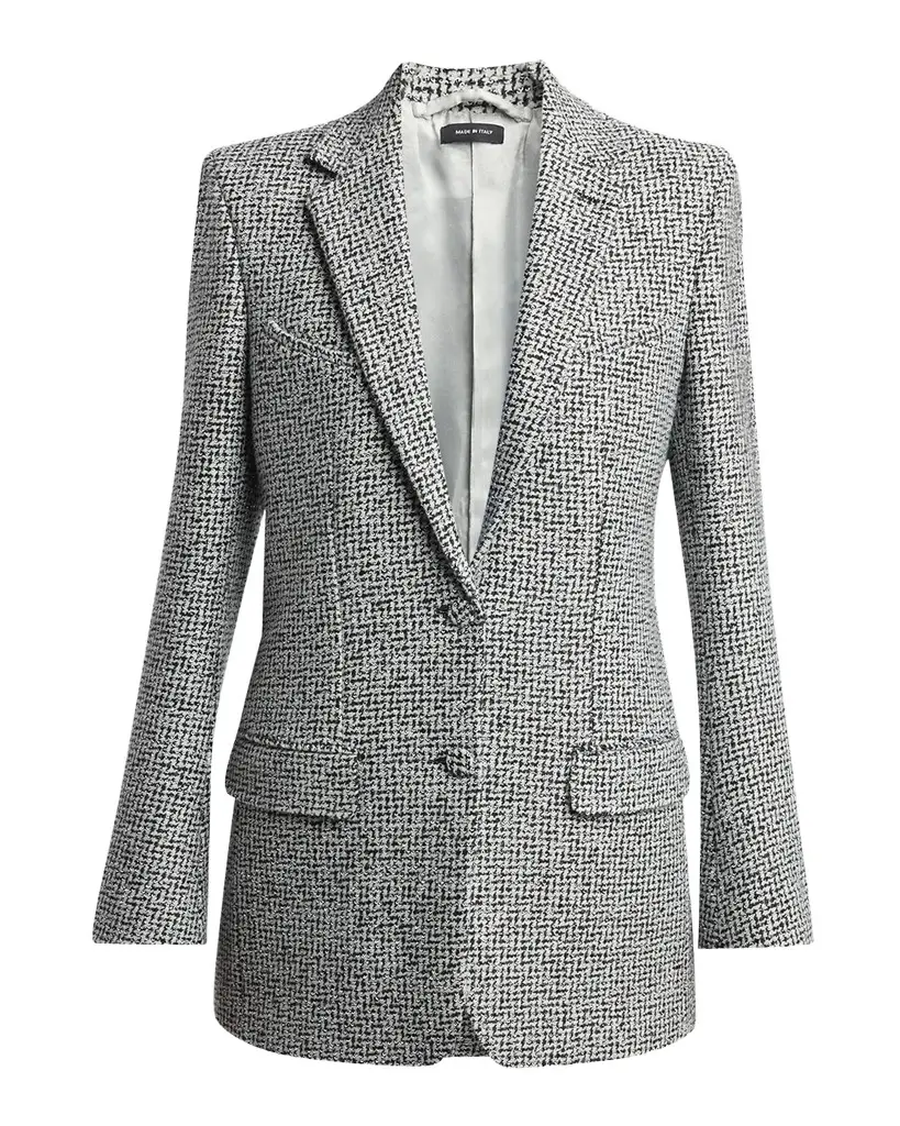 Tom Ford Sequined Broken Chevron Tweed Single-Breasted Western Jacket