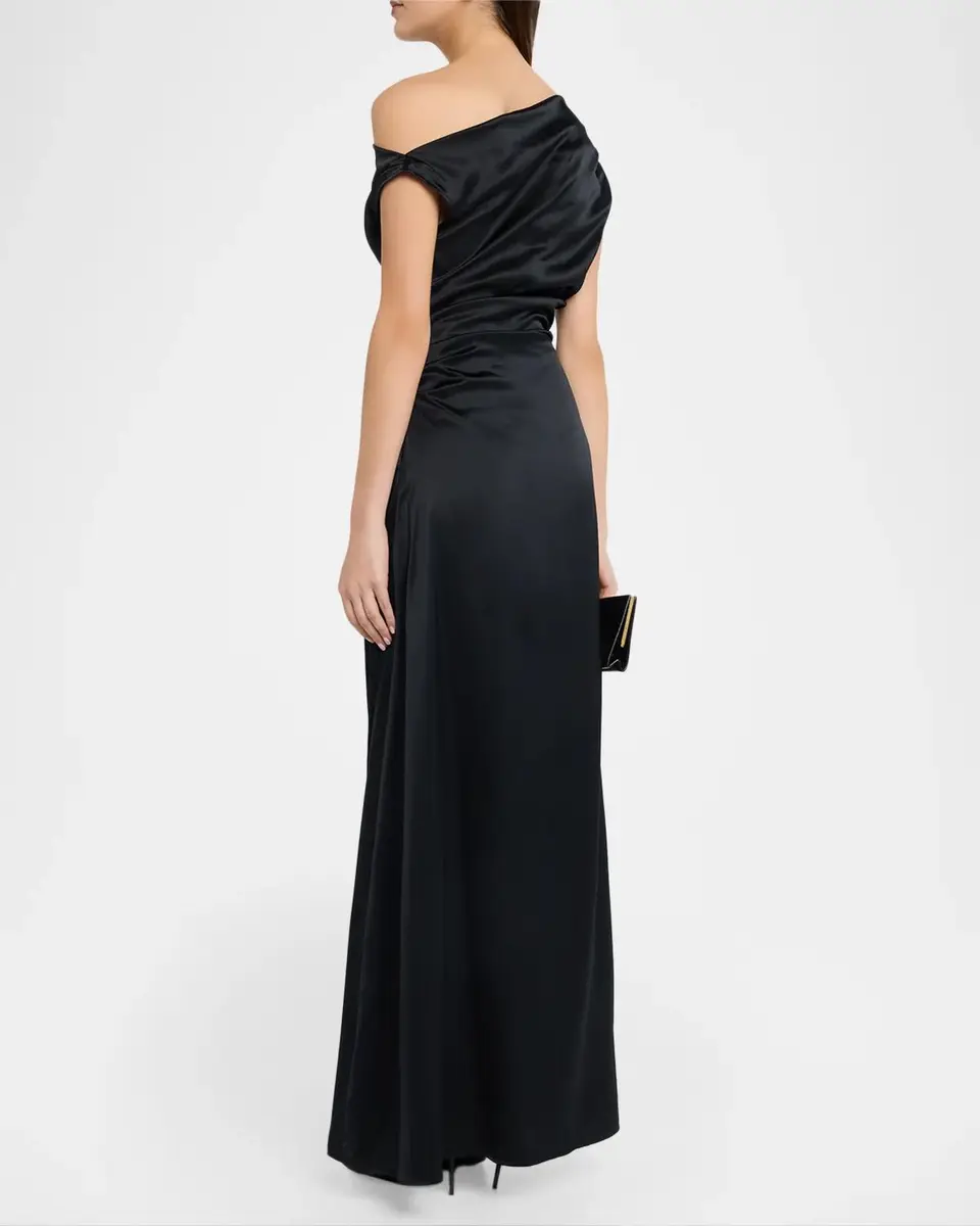 Staud Phare Draped One-Shoulder Stretch Silk Midi Dress | Thumbnail 3 Staud Phare Draped One-Shoulder Stretch Silk Midi Dress | Thumbnail 3