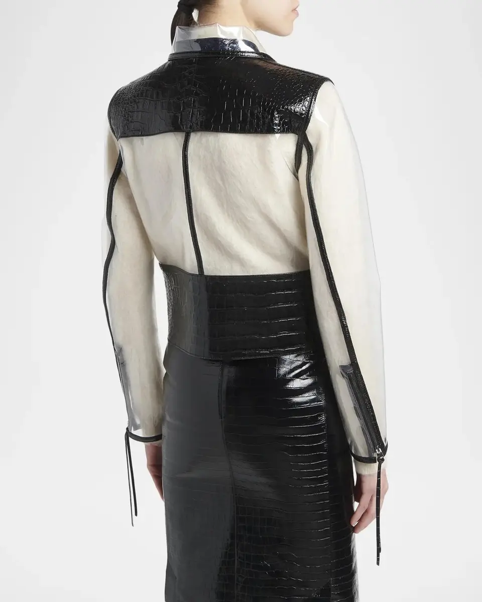Tom Ford Glass-Effect Technical Croco Leather Moto Jacket | Thumbnail 3 Tom Ford Glass-Effect Technical Croco Leather Moto Jacket | Thumbnail 3