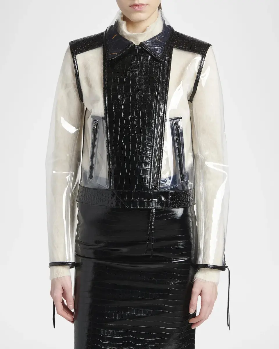 Tom Ford Glass-Effect Technical Croco Leather Moto Jacket | Thumbnail 4 Tom Ford Glass-Effect Technical Croco Leather Moto Jacket | Thumbnail 4