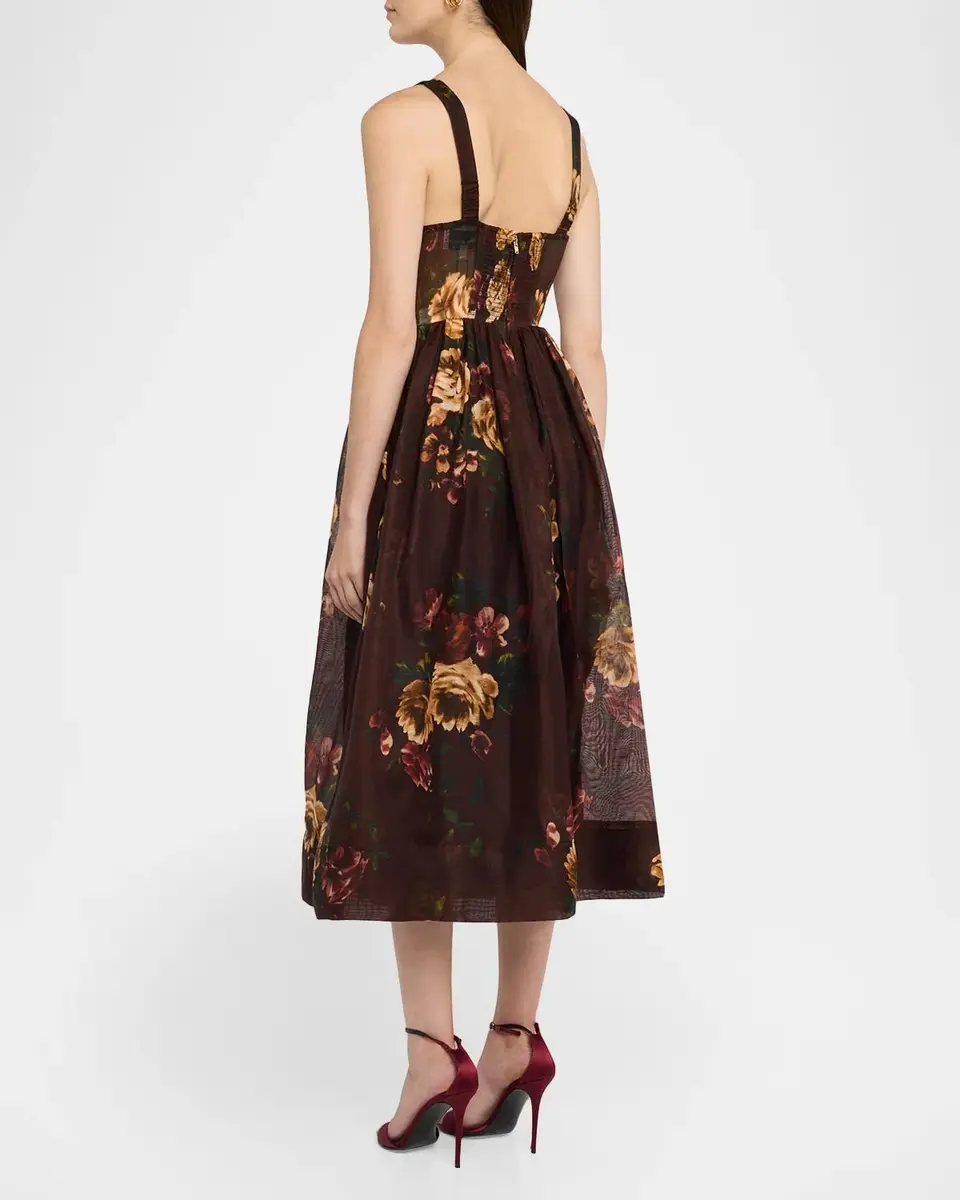 Cara Cara Phoebe Floral Linen and Silk Midi Bustier Dress | Thumbnail 3 Cara Cara Phoebe Floral Linen and Silk Midi Bustier Dress | Thumbnail 3
