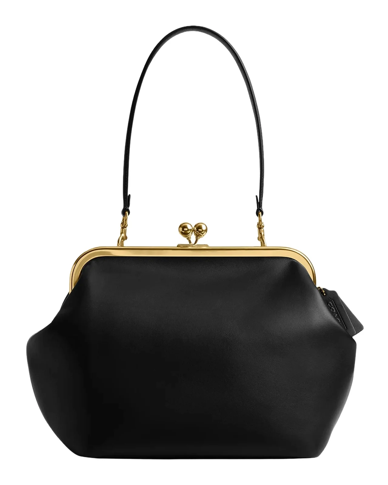 Kisslock Leather Carryall Shoulder Bag