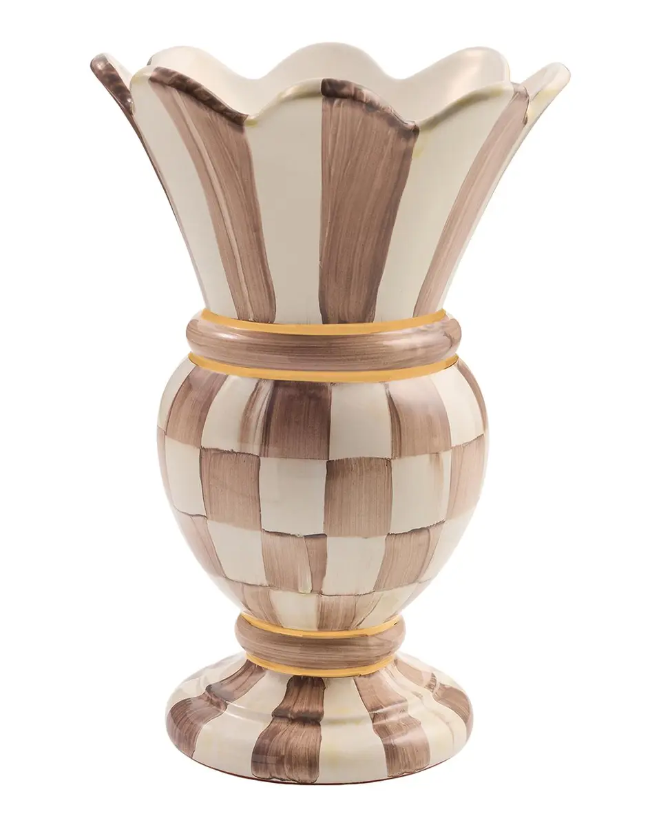 MacKenzie-Childs Mocha Check Small Ceramic Great Vase | Thumbnail 3 MacKenzie-Childs Mocha Check Small Ceramic Great Vase | Thumbnail 3