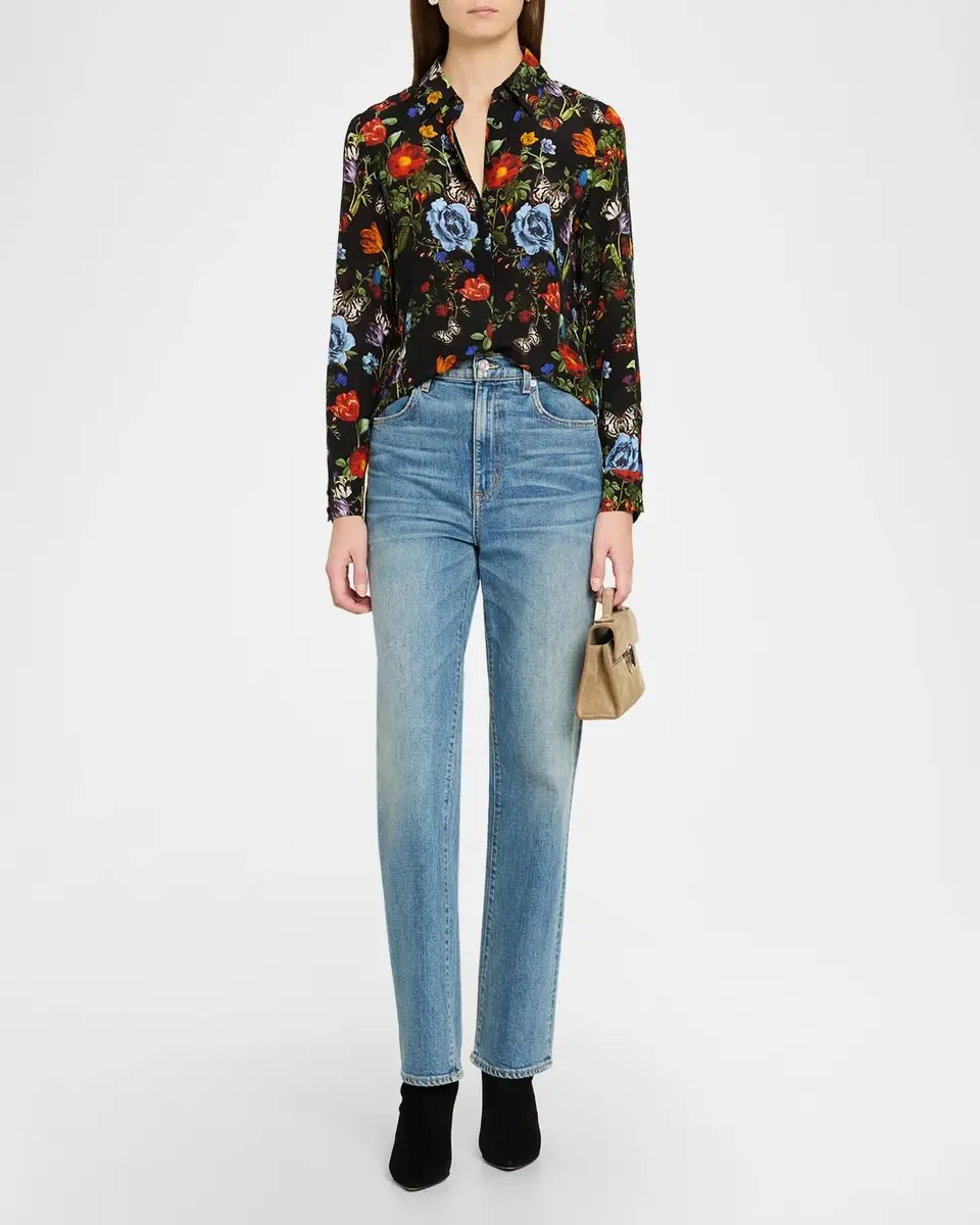 Alice + Olivia Willa Floral Silk Button-Front Blouse | Thumbnail 2 Alice + Olivia Willa Floral Silk Button-Front Blouse | Thumbnail 2