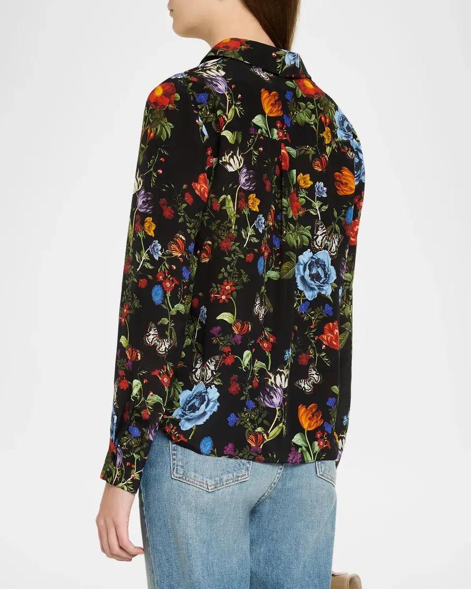 Alice + Olivia Willa Floral Silk Button-Front Blouse | Thumbnail 3 Alice + Olivia Willa Floral Silk Button-Front Blouse | Thumbnail 3