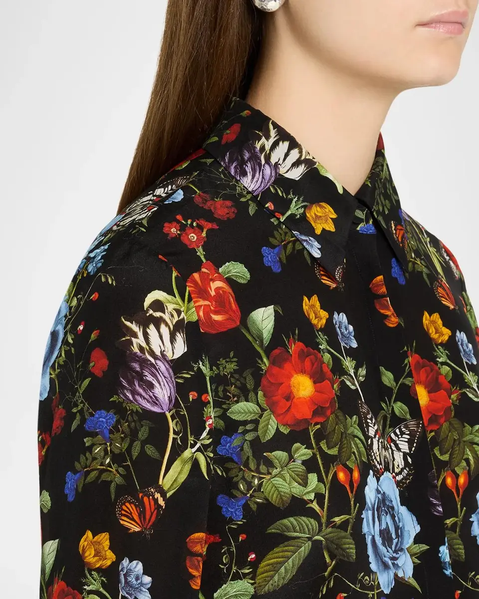 Alice + Olivia Willa Floral Silk Button-Front Blouse | Thumbnail 5 Alice + Olivia Willa Floral Silk Button-Front Blouse | Thumbnail 5