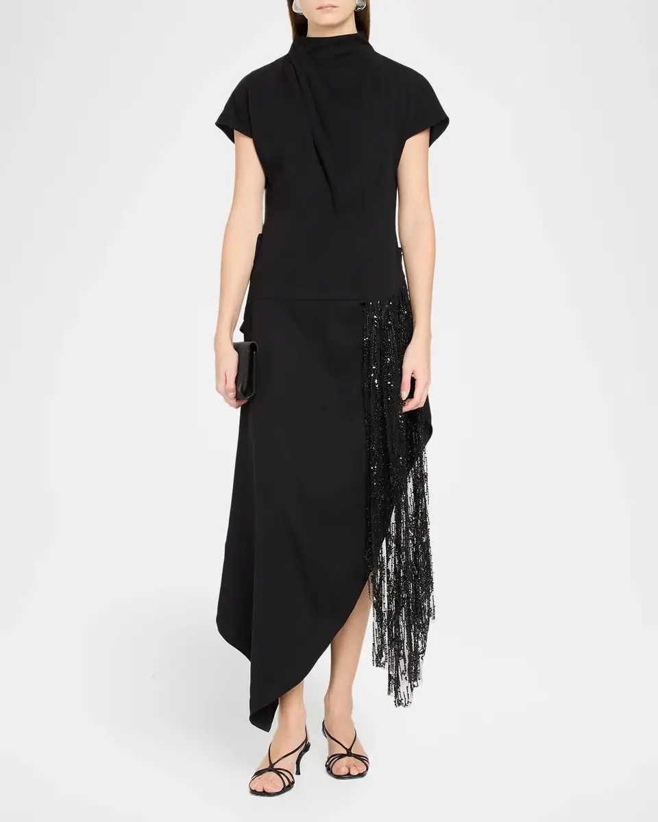 Staud Effie Embellished Asymmetric High-Neck Dress | Thumbnail 2 Staud Effie Embellished Asymmetric High-Neck Dress | Thumbnail 2