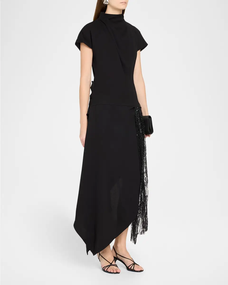 Staud Effie Embellished Asymmetric High-Neck Dress | Thumbnail 4 Staud Effie Embellished Asymmetric High-Neck Dress | Thumbnail 4