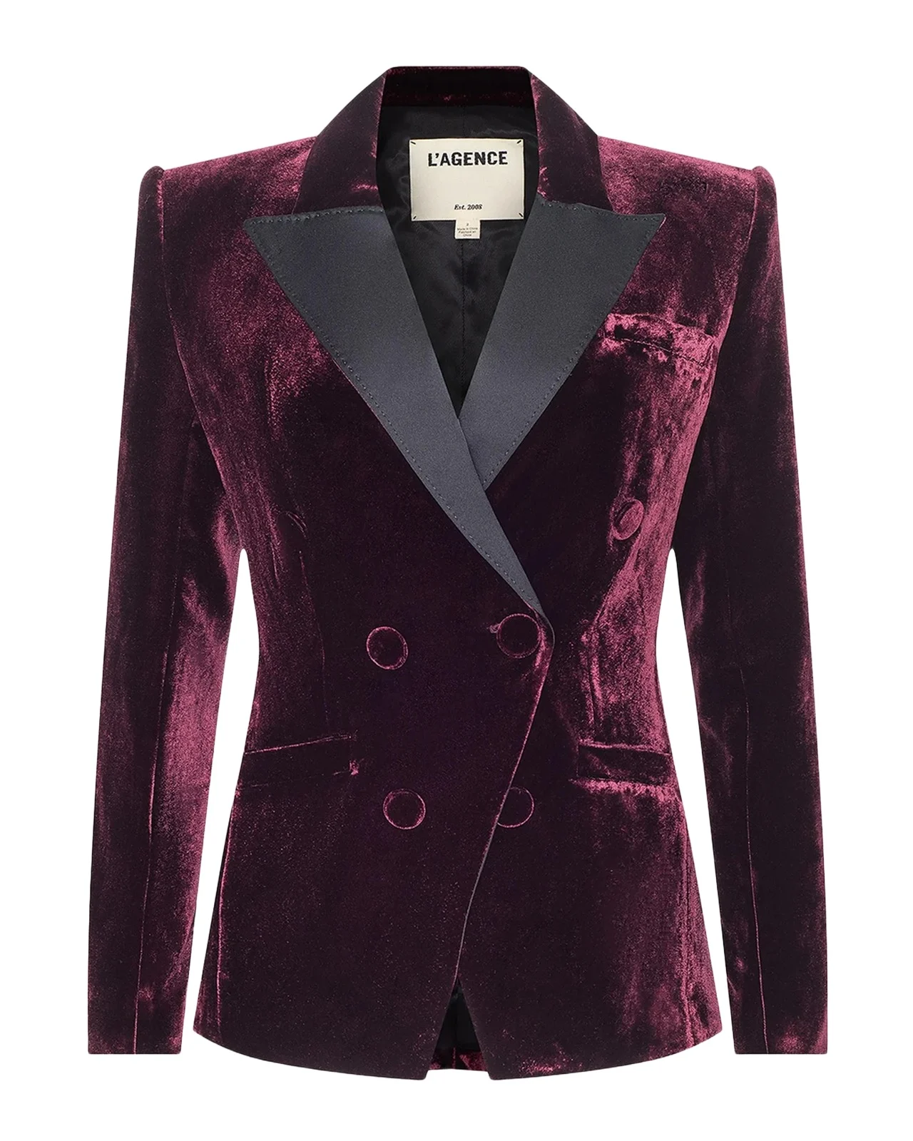 L'Agence Kyomi Satin-Lapel Velvet Blazer