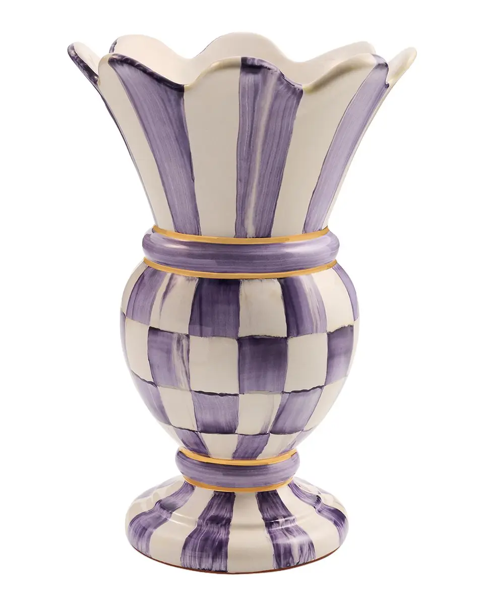 MacKenzie-Childs Violet Check Ceramic Great Vase | Thumbnail 3
