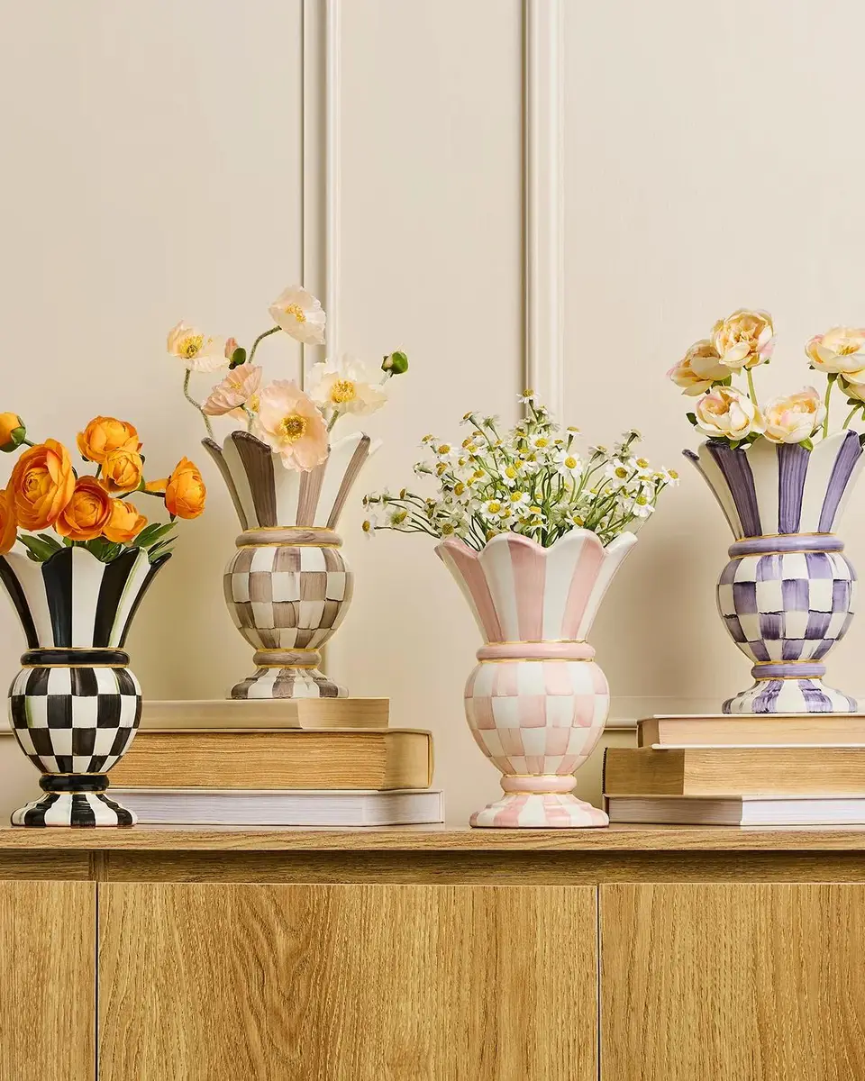 MacKenzie-Childs Violet Check Ceramic Great Vase | Thumbnail 4