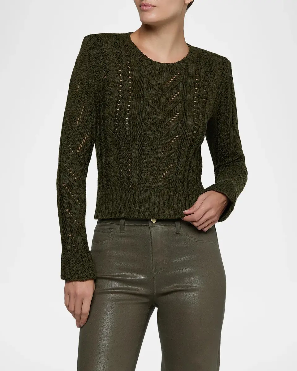 L'Agence Mio Cable Knit Crop Sweater | Thumbnail 4 L'Agence Mio Cable Knit Crop Sweater | Thumbnail 4