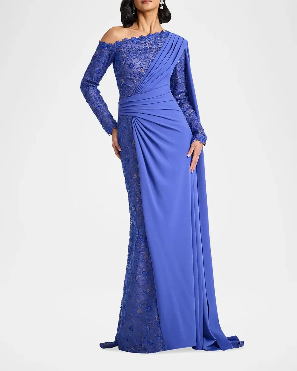 Tadashi Shoji Ravelle Lace-Paneled Column Gown | Thumbnail 2 Tadashi Shoji Ravelle Lace-Paneled Column Gown | Thumbnail 2