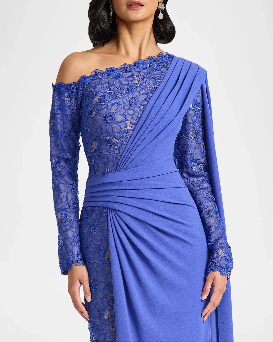 Tadashi Shoji Ravelle Lace-Paneled Column Gown | Thumbnail 4 Tadashi Shoji Ravelle Lace-Paneled Column Gown | Thumbnail 4