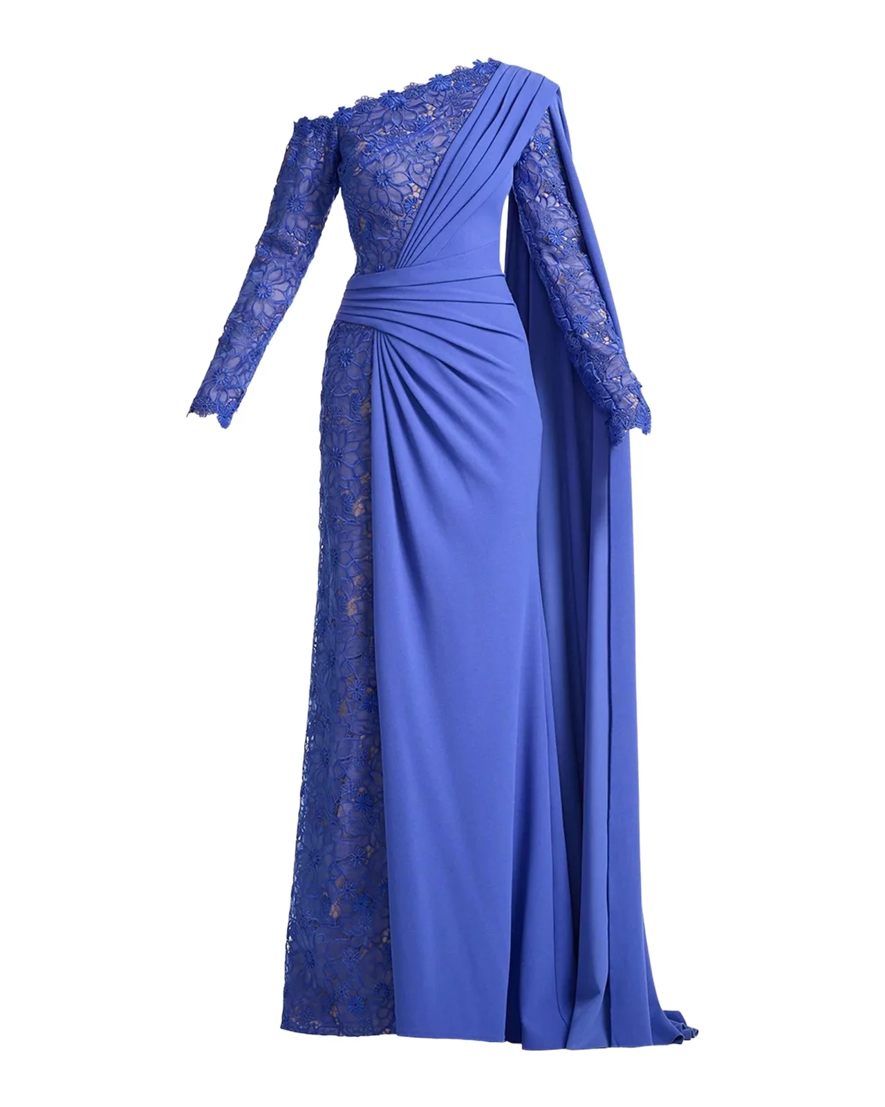Tadashi Shoji Ravelle Lace-Paneled Column Gown