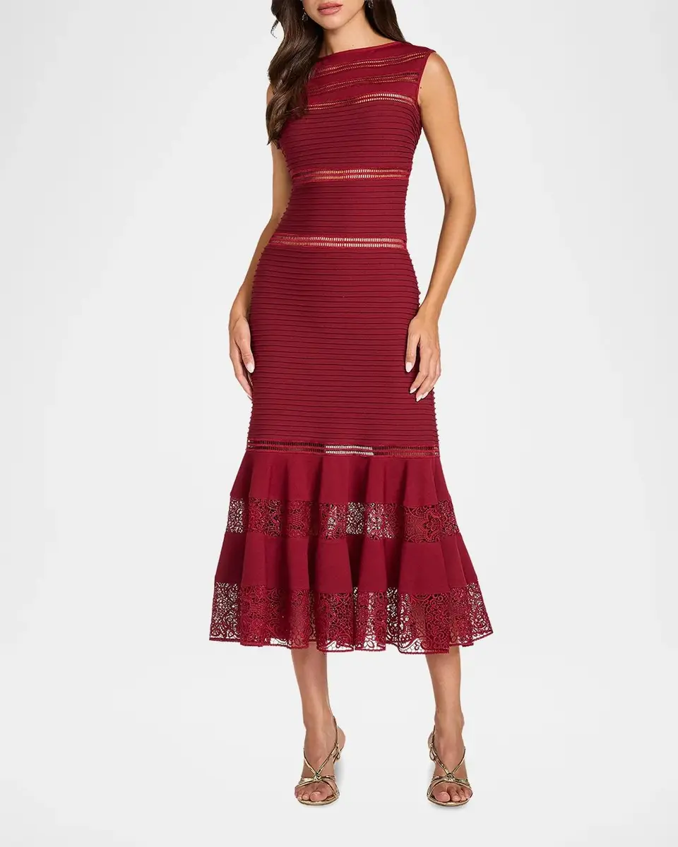Tadashi Shoji Fiora Lace-Trim A-Line Midi Dress | Thumbnail 2