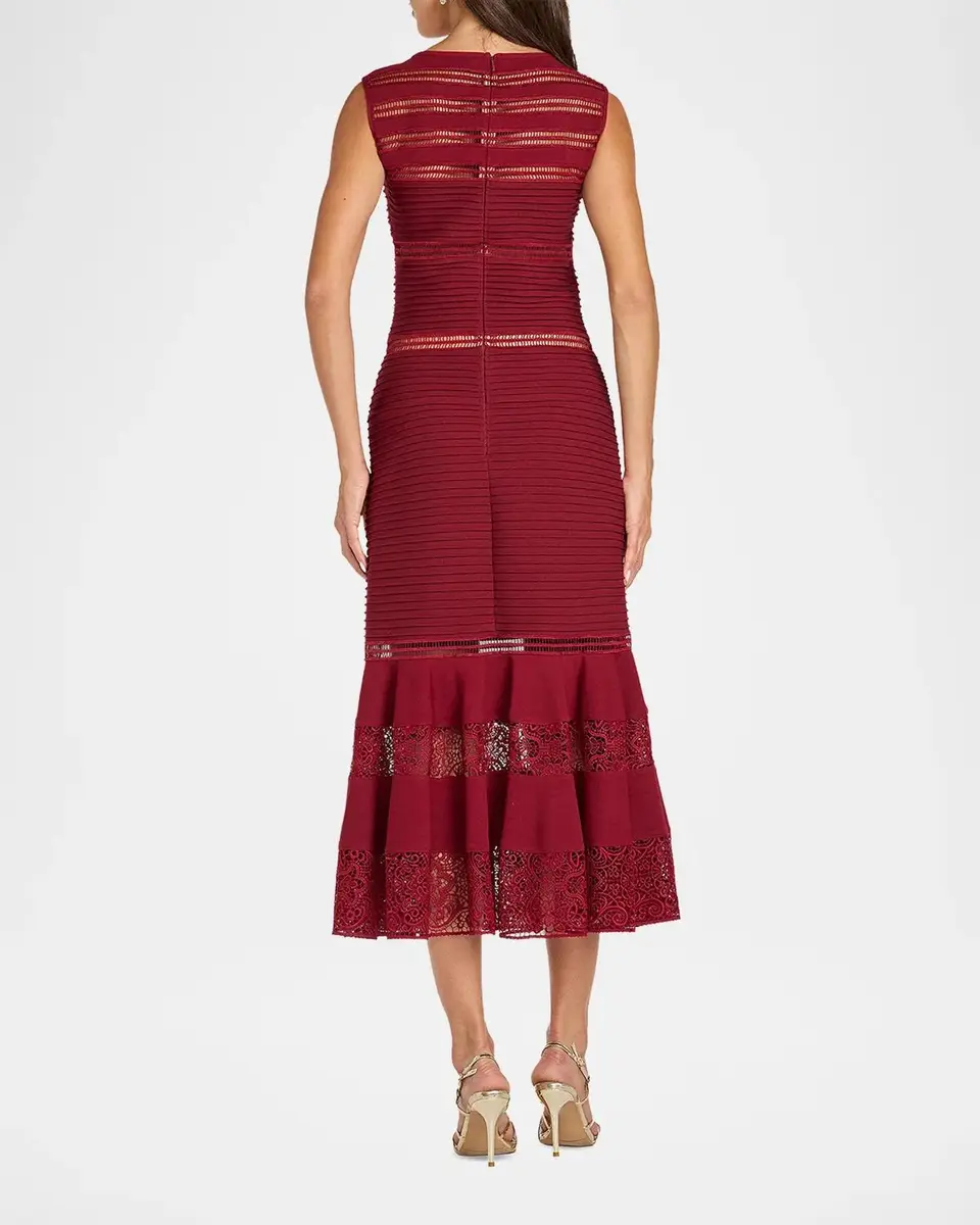 Tadashi Shoji Fiora Lace-Trim A-Line Midi Dress | Thumbnail 3