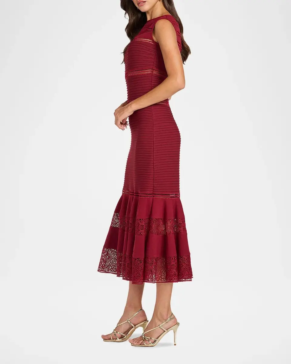 Tadashi Shoji Fiora Lace-Trim A-Line Midi Dress | Thumbnail 5