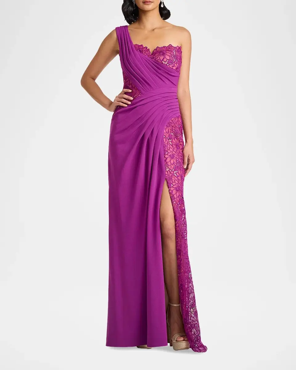 Tadashi Shoji Calandra Embroidered Pleated One-Shoulder Gown | Thumbnail 2 Tadashi Shoji Calandra Embroidered Pleated One-Shoulder Gown | Thumbnail 2