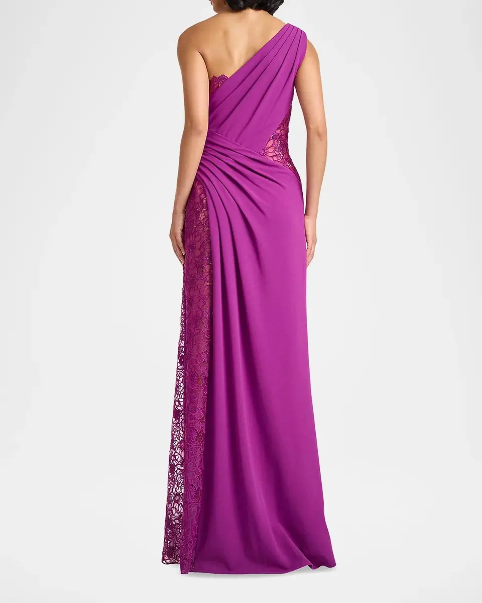 Tadashi Shoji Calandra Embroidered Pleated One-Shoulder Gown | Thumbnail 3 Tadashi Shoji Calandra Embroidered Pleated One-Shoulder Gown | Thumbnail 3