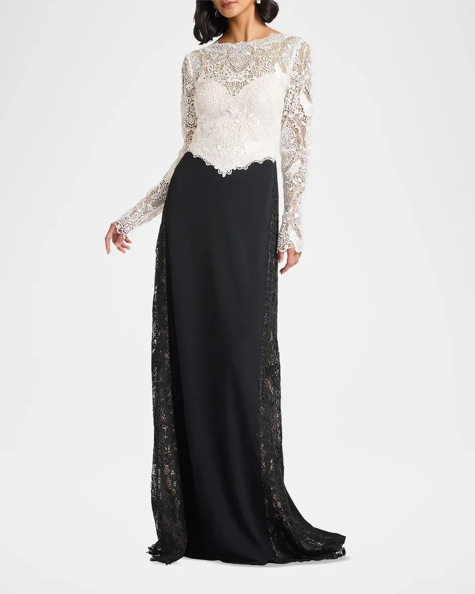 Tadashi Shoji Vianne Two-Tone Lace A-Line Gown | Thumbnail 2 Tadashi Shoji Vianne Two-Tone Lace A-Line Gown | Thumbnail 2