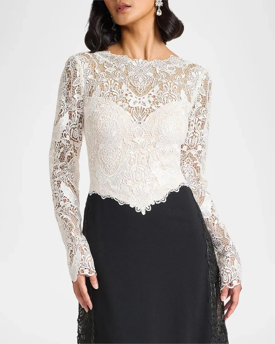 Tadashi Shoji Vianne Two-Tone Lace A-Line Gown | Thumbnail 4 Tadashi Shoji Vianne Two-Tone Lace A-Line Gown | Thumbnail 4