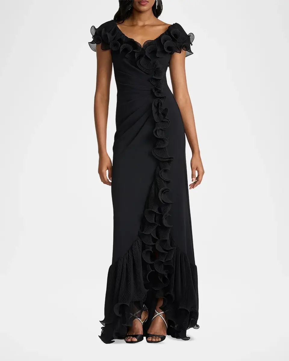 Tadashi Shoji Leandra Ruffled Trumpet Gown | Thumbnail 2 Tadashi Shoji Leandra Ruffled Trumpet Gown | Thumbnail 2