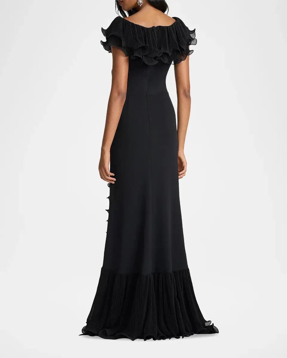 Tadashi Shoji Leandra Ruffled Trumpet Gown | Thumbnail 3 Tadashi Shoji Leandra Ruffled Trumpet Gown | Thumbnail 3