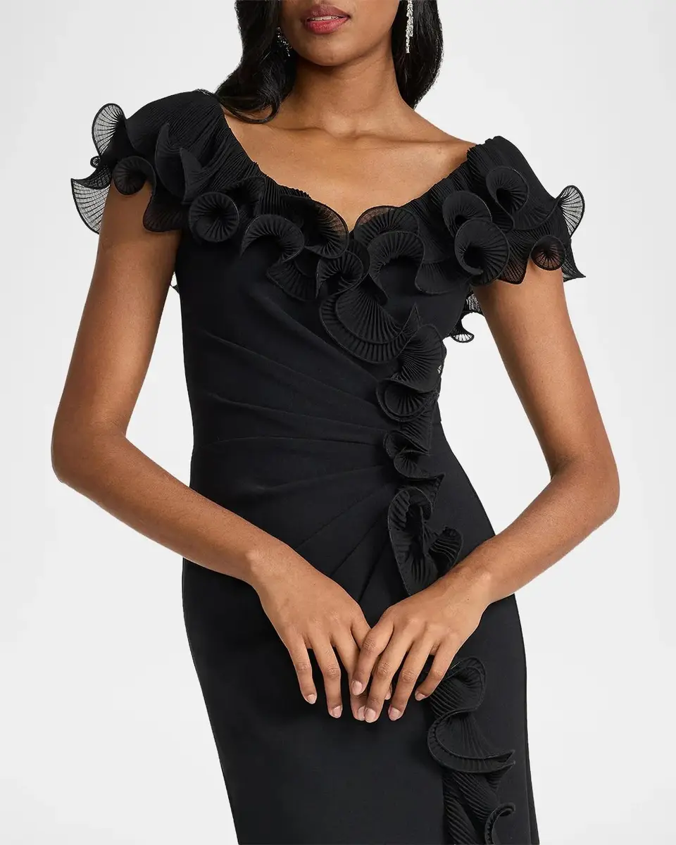 Tadashi Shoji Leandra Ruffled Trumpet Gown | Thumbnail 4 Tadashi Shoji Leandra Ruffled Trumpet Gown | Thumbnail 4