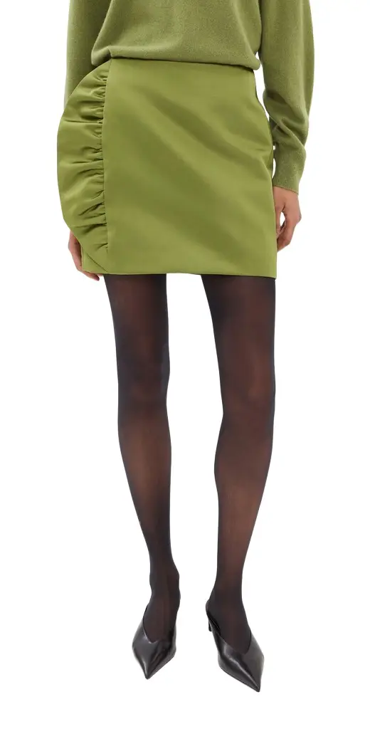 Tech Satin Side Ruffle Mini Skirt Tech Satin Side Ruffle Mini Skirt