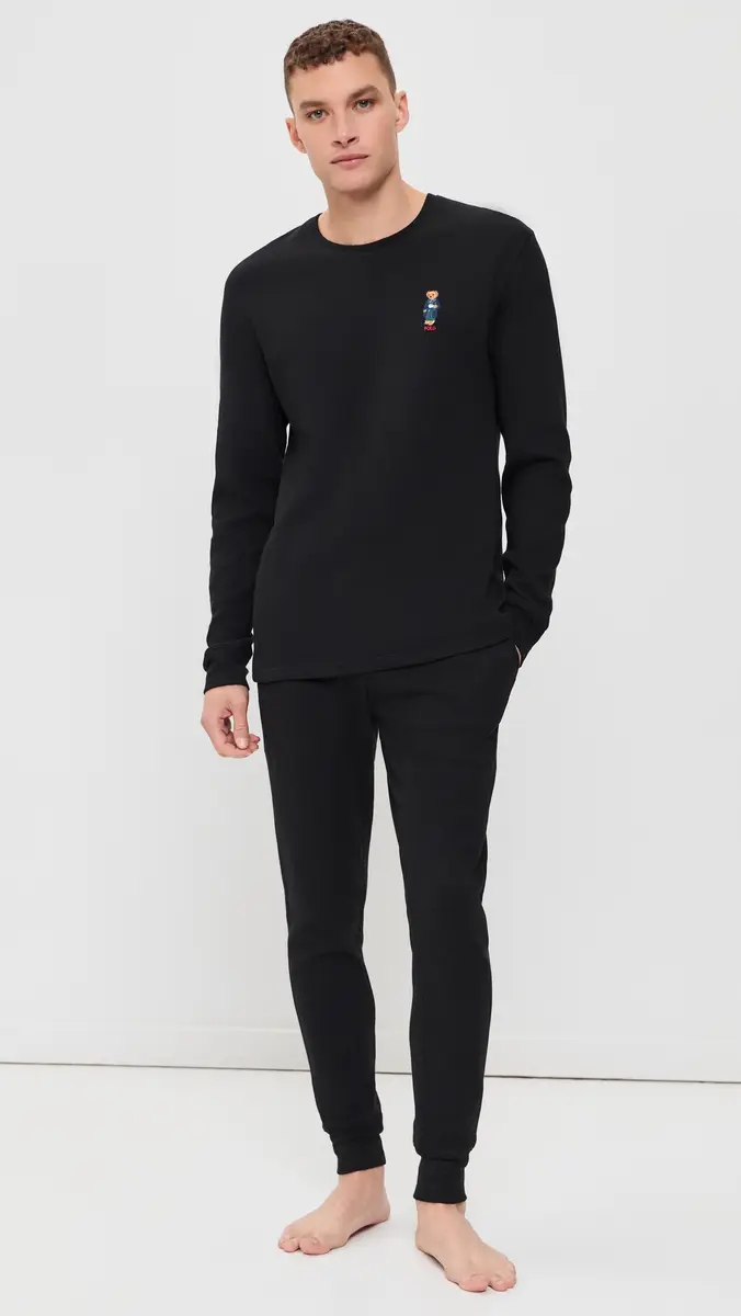Polo Ralph Lauren Underwear Thermal Bear Crew & Joggers Pajama Set | Thumbnail 2