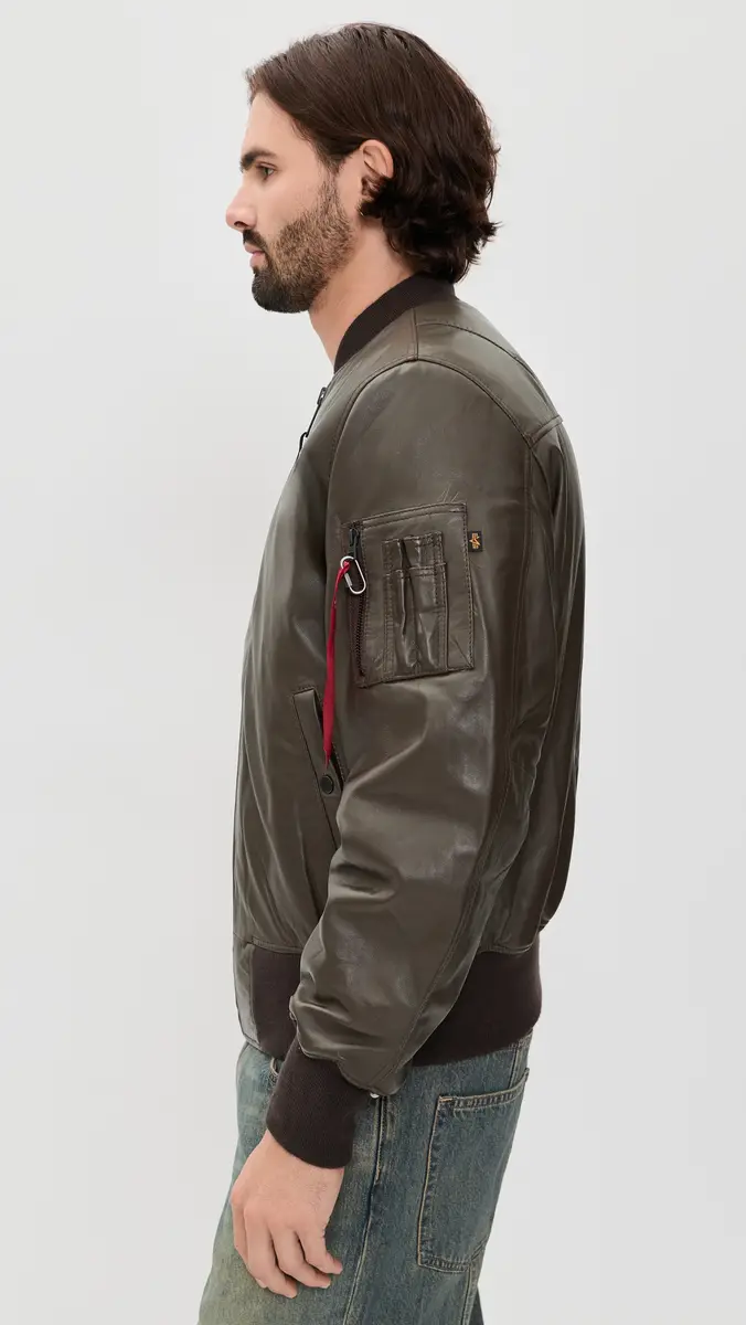 Alpha Industries Leather Ma-1 Heritage Fit Flight Jacket | Thumbnail 4 Alpha Industries Leather Ma-1 Heritage Fit Flight Jacket | Thumbnail 4