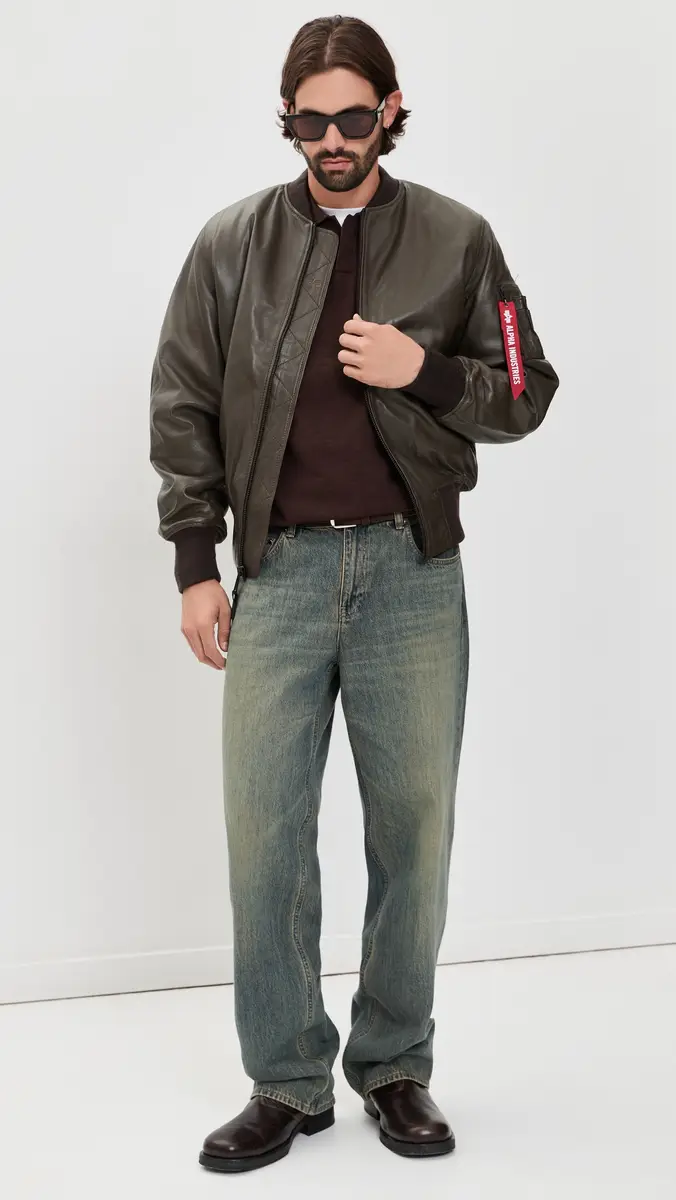 Alpha Industries Leather Ma-1 Heritage Fit Flight Jacket | Thumbnail 5 Alpha Industries Leather Ma-1 Heritage Fit Flight Jacket | Thumbnail 5