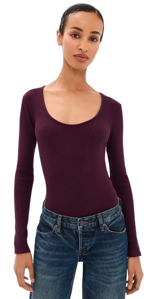 L'Agence Elara Scoop Neck Thong Bodysuit