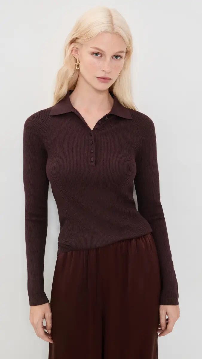 Vince Ribbed Raglan Polo | Thumbnail 2 Vince Ribbed Raglan Polo | Thumbnail 2