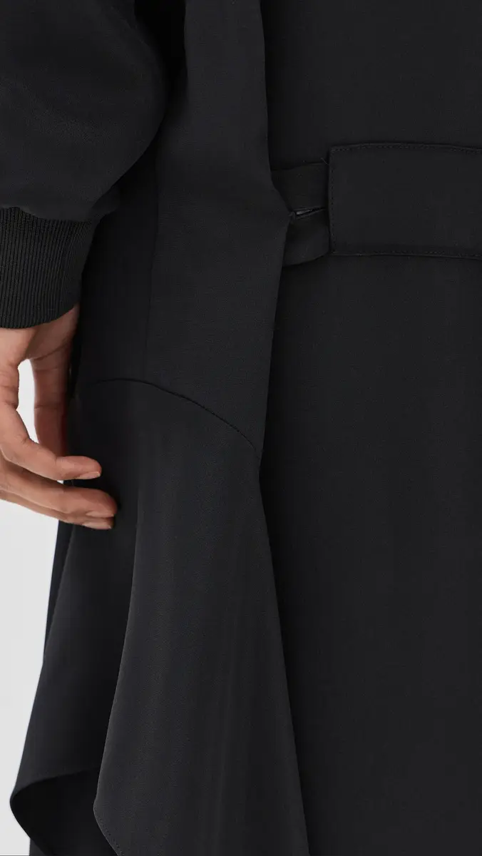 Tibi 4 Ply Silk Long Sleeve Dress With Ruffle Black | Thumbnail 6 Tibi 4 Ply Silk Long Sleeve Dress With Ruffle Black | Thumbnail 6