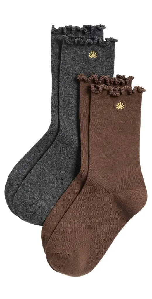 Lele Sadoughi Ruffle Hem Socks 2 Pack