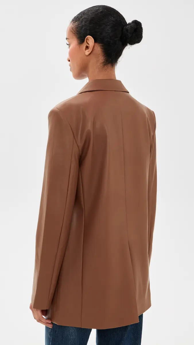 susana monaco Faux Leather Boyfriend Blazer | Thumbnail 3 susana monaco Faux Leather Boyfriend Blazer | Thumbnail 3