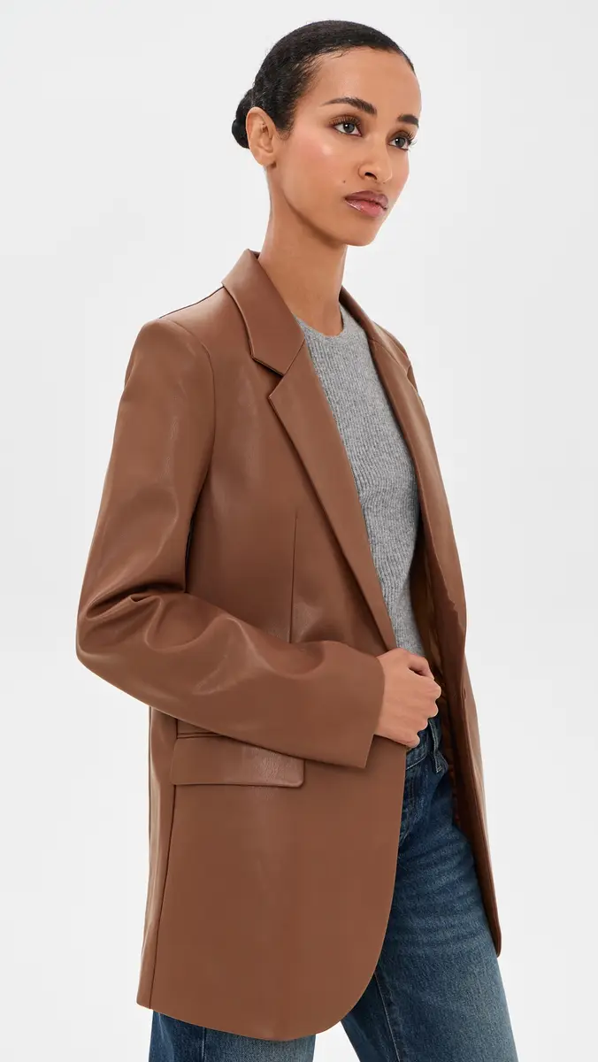 susana monaco Faux Leather Boyfriend Blazer | Thumbnail 4 susana monaco Faux Leather Boyfriend Blazer | Thumbnail 4