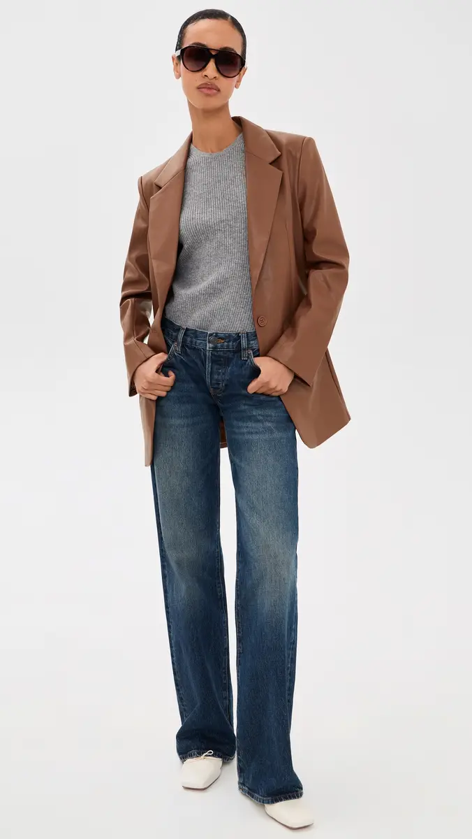 susana monaco Faux Leather Boyfriend Blazer | Thumbnail 5 susana monaco Faux Leather Boyfriend Blazer | Thumbnail 5