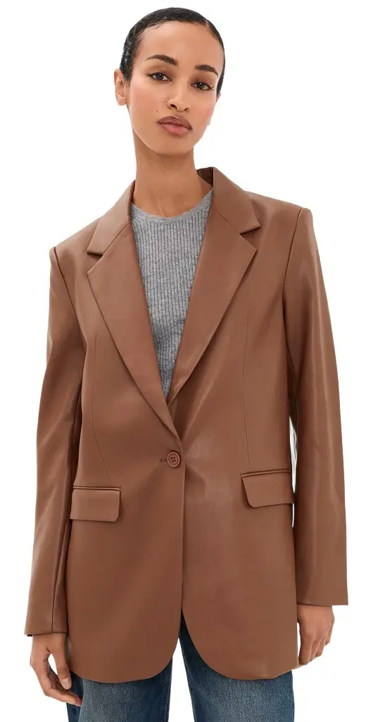 susana monaco Faux Leather Boyfriend Blazer