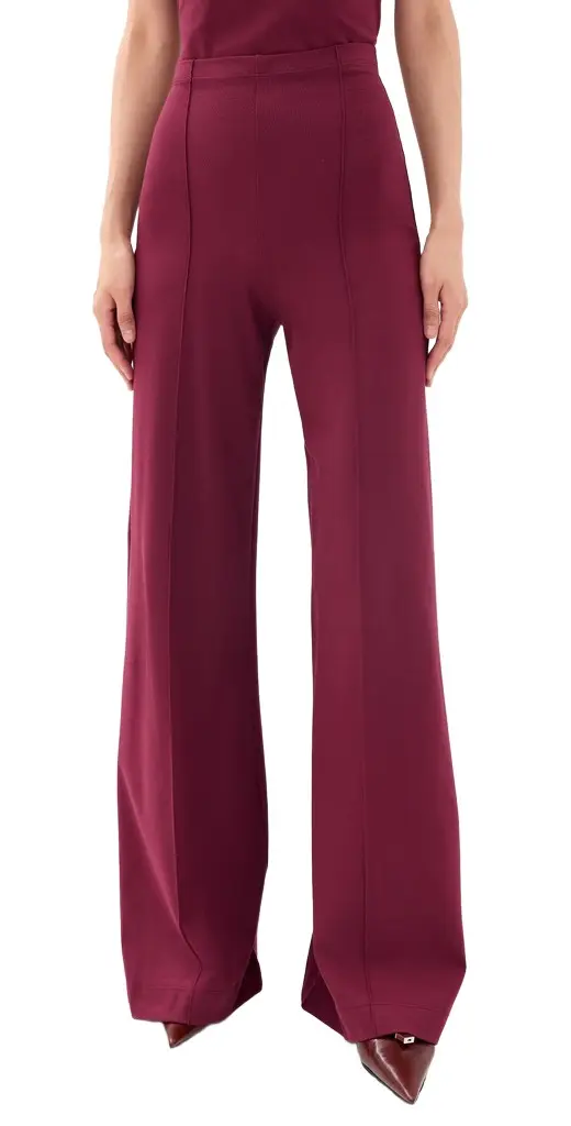 Ponte Knit Long Wide Leg Pants