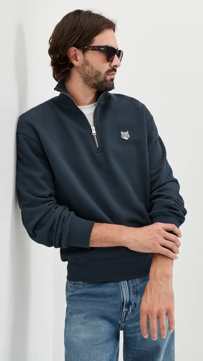 Maison Kitsuné Fox Head Comfort Half Zip Sweatshirt | Thumbnail 2 Maison Kitsuné Fox Head Comfort Half Zip Sweatshirt | Thumbnail 2