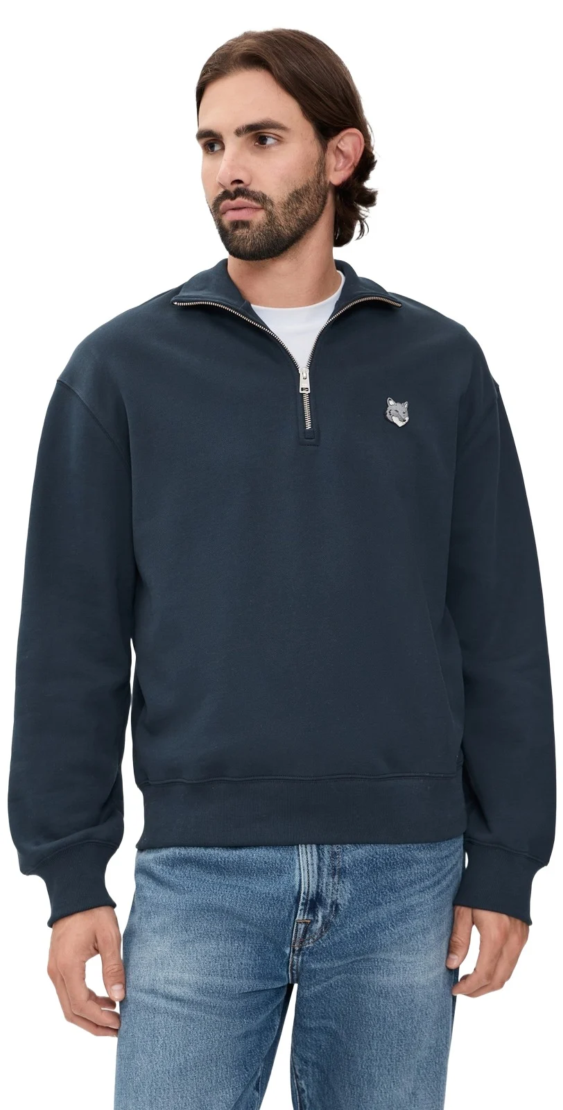 Maison Kitsuné Fox Head Comfort Half Zip Sweatshirt
